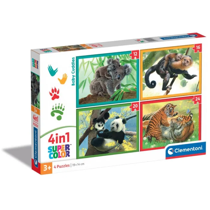 Clementoni Cartes|Animaux|Baby Cuddles - 1x12 + 1x16 + 1x20 + 1x24 pièces