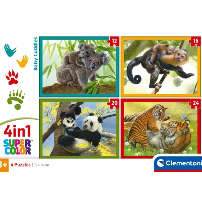 Clementoni Cartes|Animaux|Baby Cuddles - 1x12 + 1x16 + 1x20 + 1x24 pièces