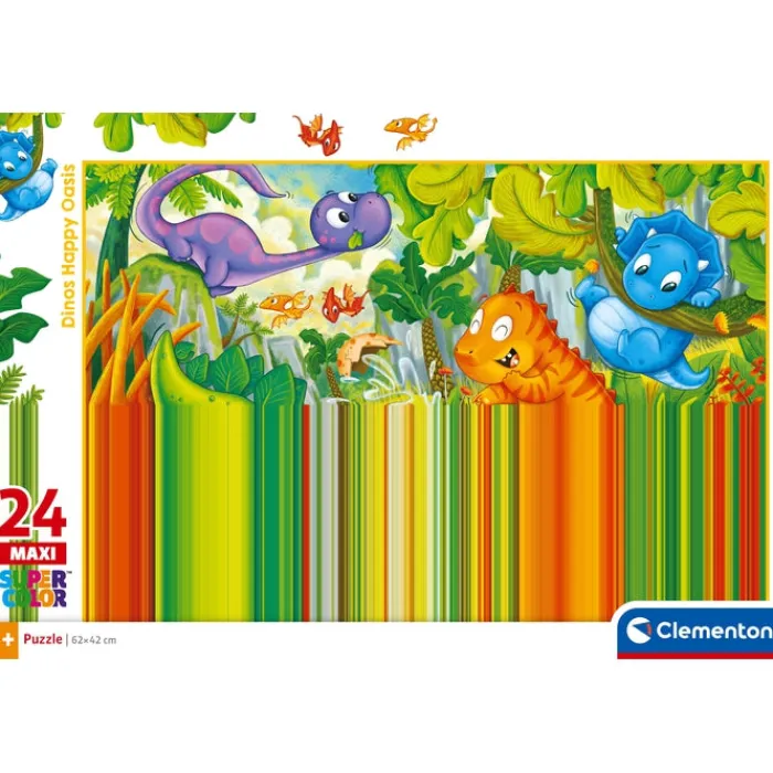 Clementoni Cartes|Illustrations|Dinos Happy Oasis - 24 pièces