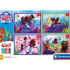 Clementoni Princesses Disney|Cartes|Disney Ariel - 1x12 + 1x16 + 1x20 + 1x24 pièces