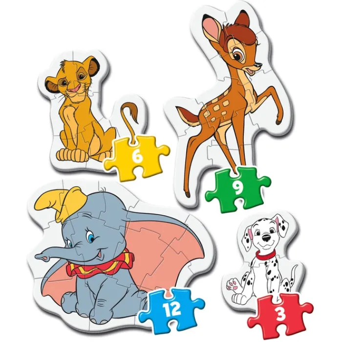 Clementoni Cartes|Personnages Disney|Disney Classic Characters - 1x3 + 1x6 + 1x9 + 1x12 pièces