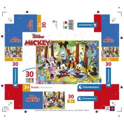 Clementoni Cartes|Personnages Disney|Disney Mickey - 30 pièces