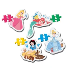 Clementoni Cartes|Princesses Disney|Disney Princess - 1x3 + 1x6 + 1x9 + 1x12 pièces