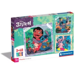 Clementoni Cartes|Personnages Disney|Disney Stitch - 3x48 pièces