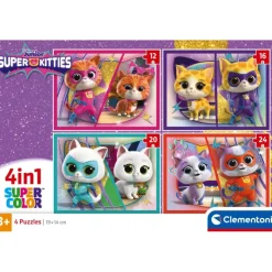 Clementoni Cartes|Personnages Disney|Disney Super Kitties - 1x12 + 1x16 + 1x20 + 1x24 pièces