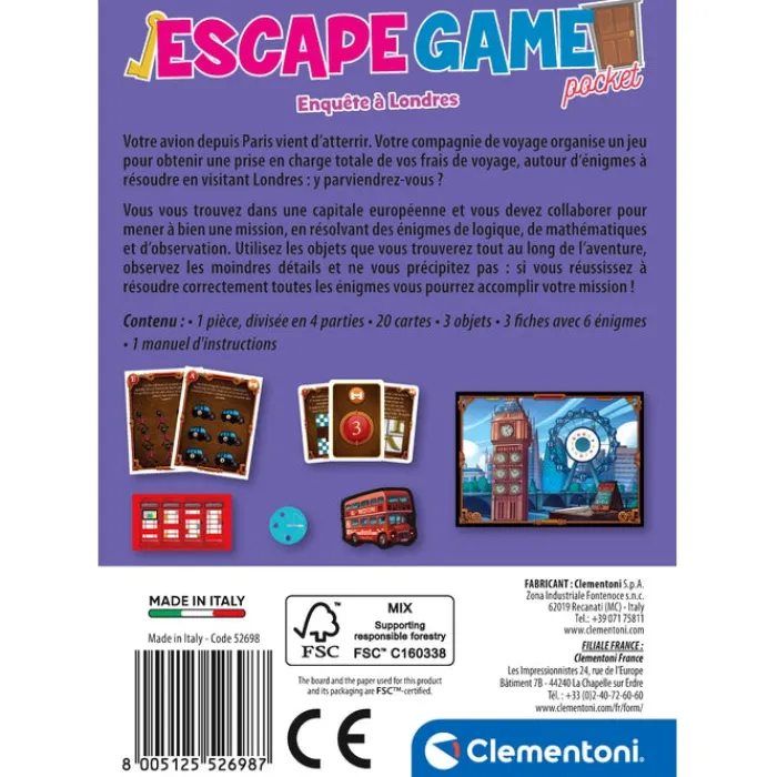 Clementoni Escape Game|Escape Game - Enquête à Londres