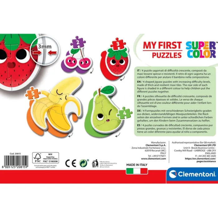 Clementoni Cartes|Illustrations|Fruits - 1x3 + 1x6 + 1x9 + 1x12 pièces