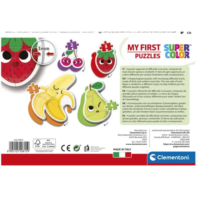Clementoni Cartes|Illustrations|Fruits - 1x3 + 1x6 + 1x9 + 1x12 pièces