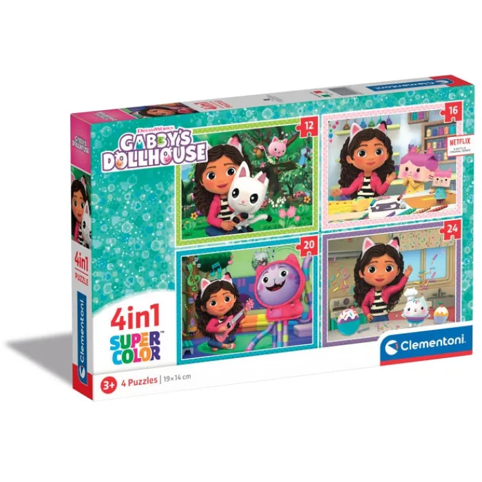 Clementoni Autres Personnages|Cartes|Gabby's Dollhouse - 1x12 + 1x16 + 1x20 + 1x24 pièces