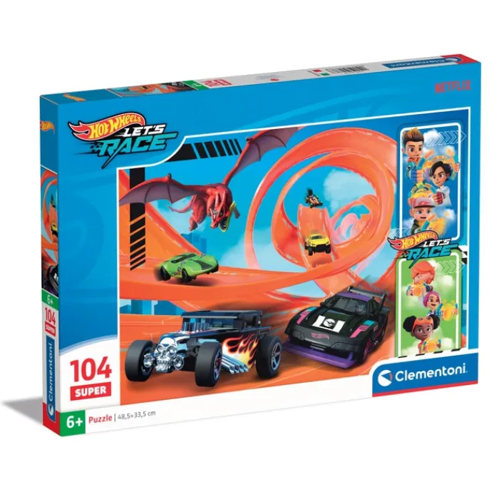 Clementoni Cartes|Autres Personnages|Hotwheels - 104 pièces