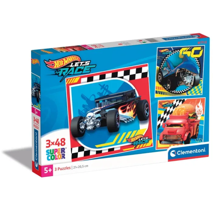 Clementoni Cartes|Autres Personnages|Hotwheels - 3x48 pièces