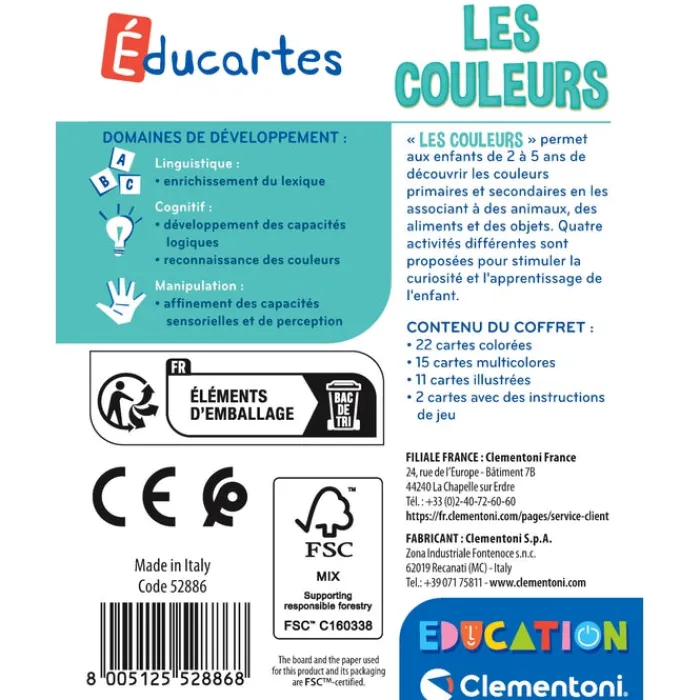 Clementoni Les Formes Et Les Couleurs|Les couleurs - Éducartes
