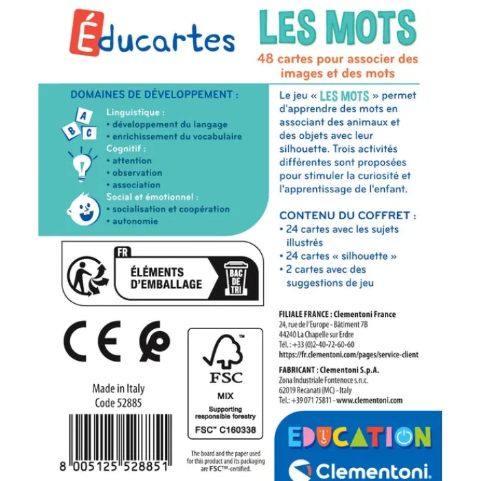 Clementoni Les Animaux|Les mots - Éducartes