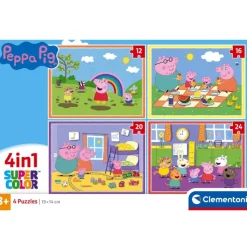 Clementoni Cartes|Autres Personnages|Peppa Pig - 1x12 + 1x16 + 1x20 + 1x24 pièces