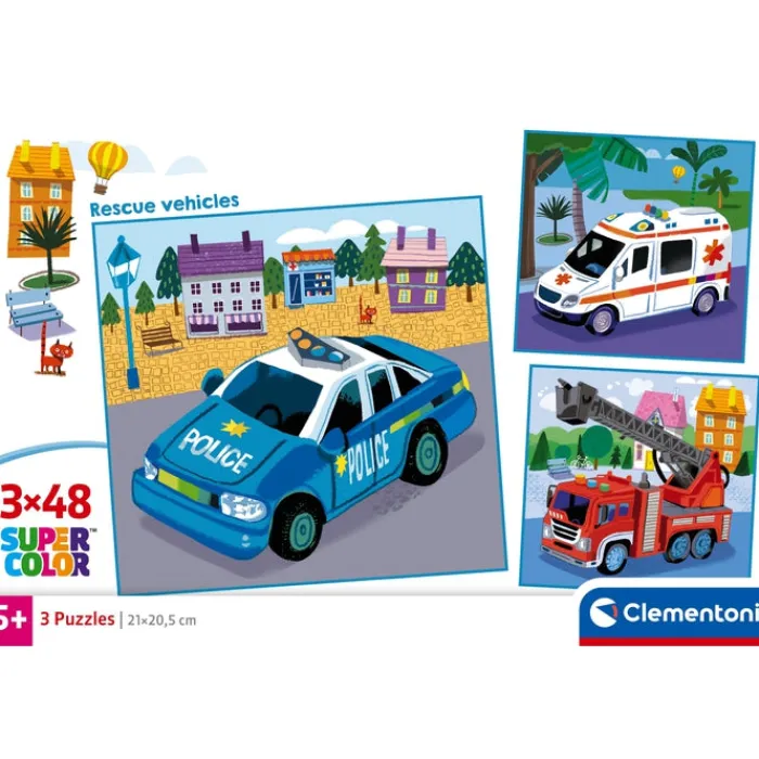 Clementoni Cartes|Illustrations|Rescue Vehicles - 3x48 pièces