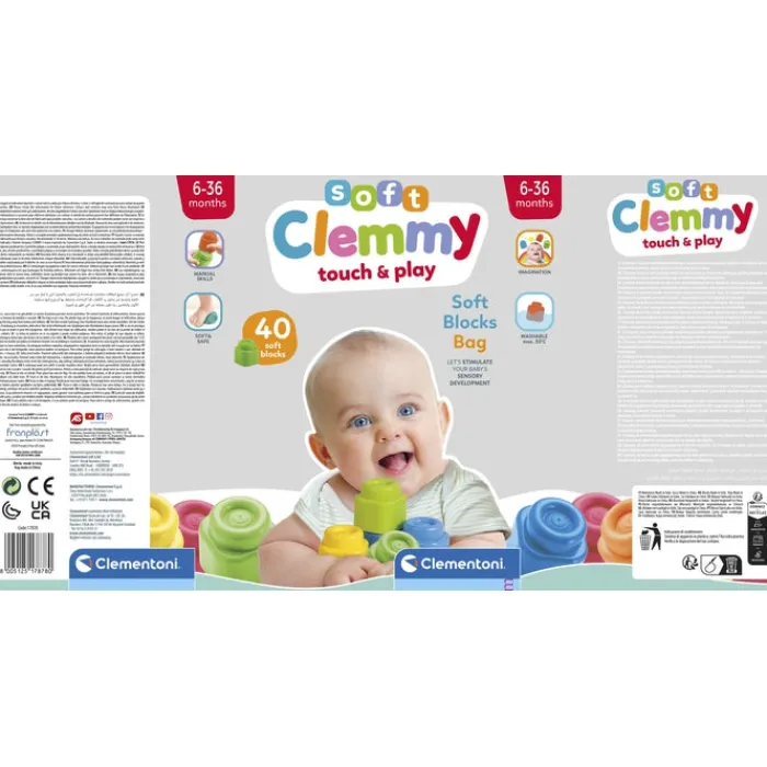 Clementoni Cubes Souples Clemmy|Sac souple 40 cubes Clemmy