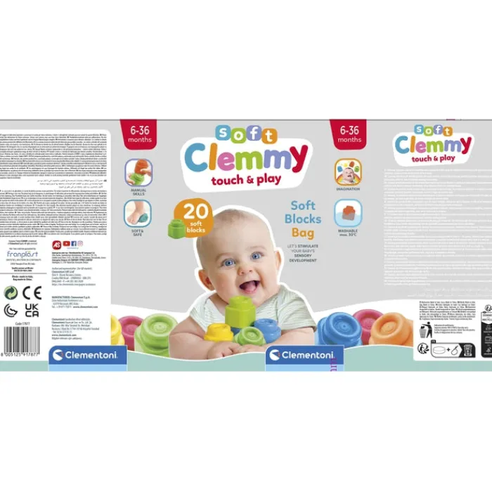 Clementoni Cubes Souples Clemmy|Sac souple 20 cubes Clemmy