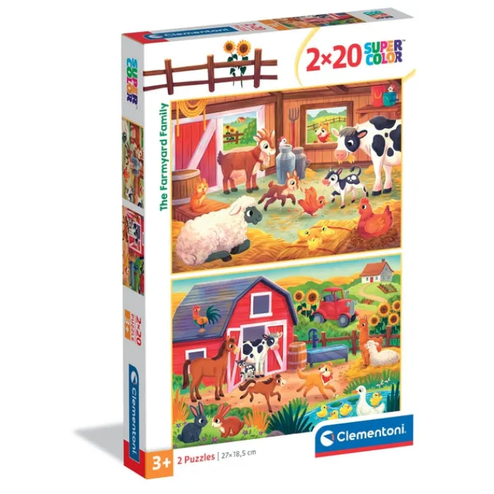Clementoni Animaux|Cartes|The Farmyard Family - 2x20 pièces