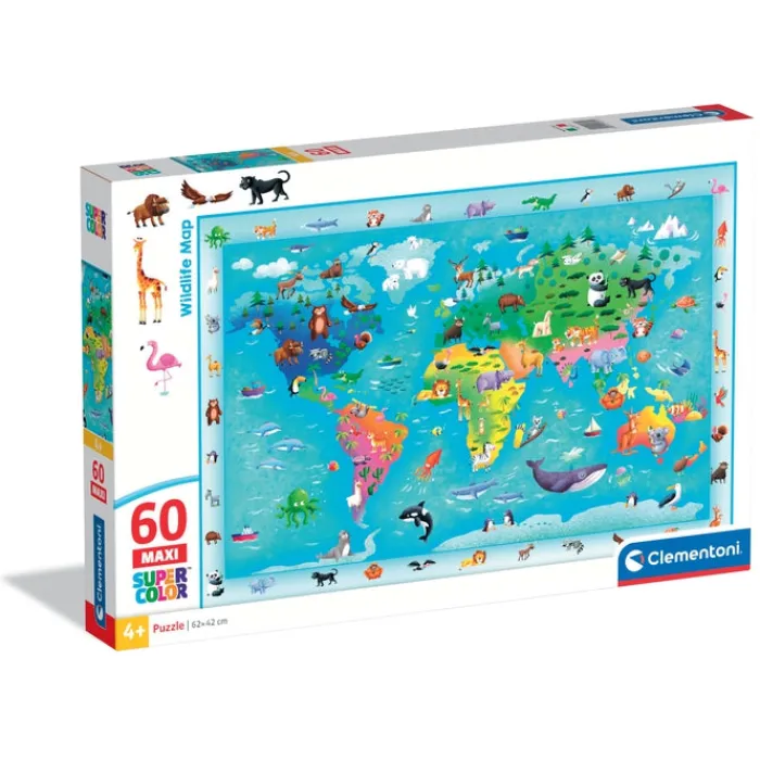 Clementoni Cartes|Animaux|Wildlife Map - 60 pièces