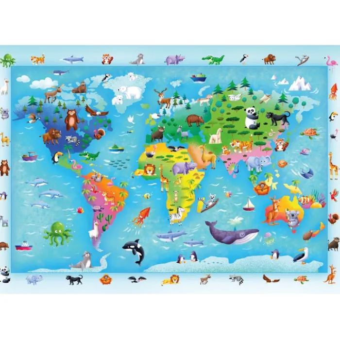 Clementoni Cartes|Animaux|Wildlife Map - 60 pièces
